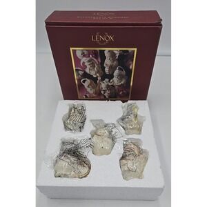 Lenox Snowman Band Ornament Set of 5 White Porcelain Christmas Ornaments w/ Box
